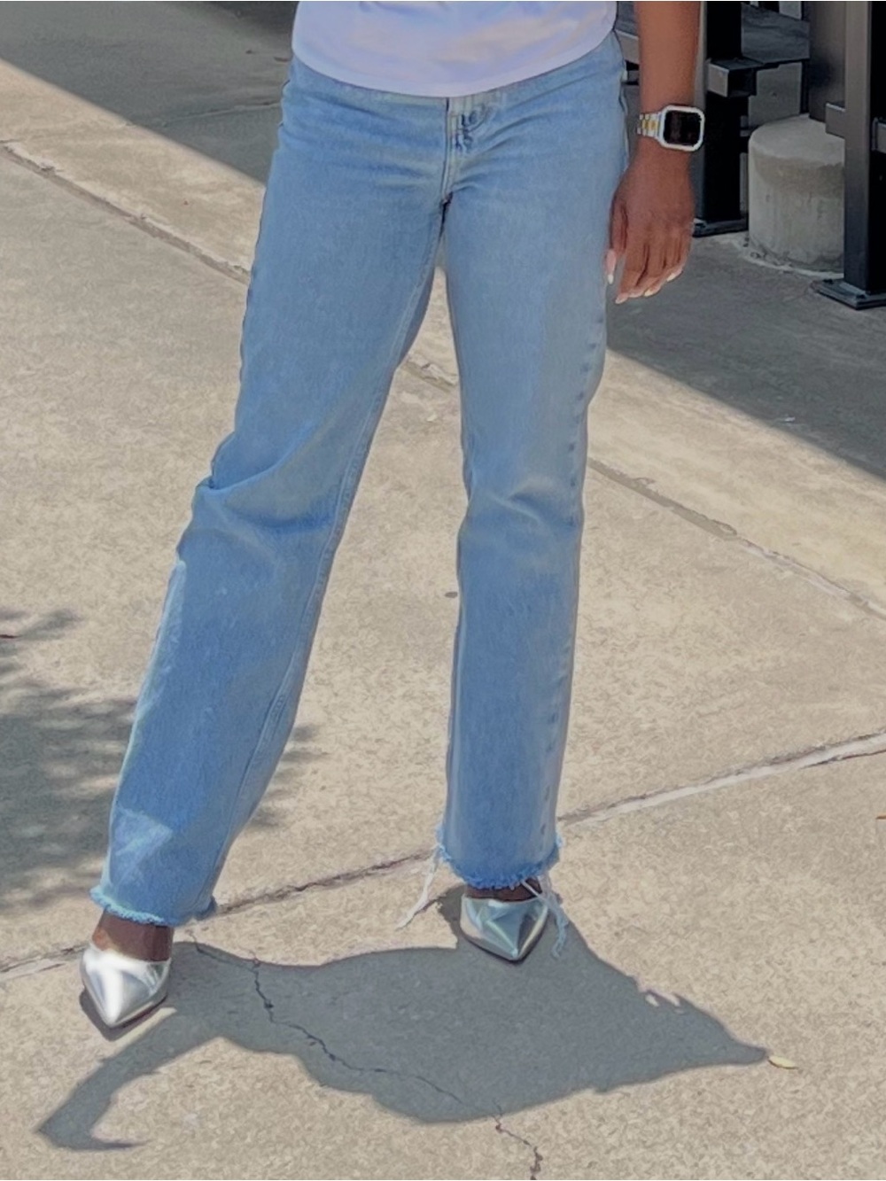 Zara Light Blue Straight-Leg Jeans